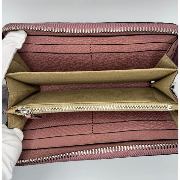 Fendi Roma Selleria Pink Pebbled Leather Zip-Around Wallet Full inclusion - Picture 8 of 16